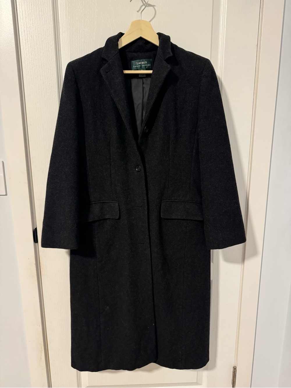 Ralph Lauren Black Wool Single-Breasted Trench Coat